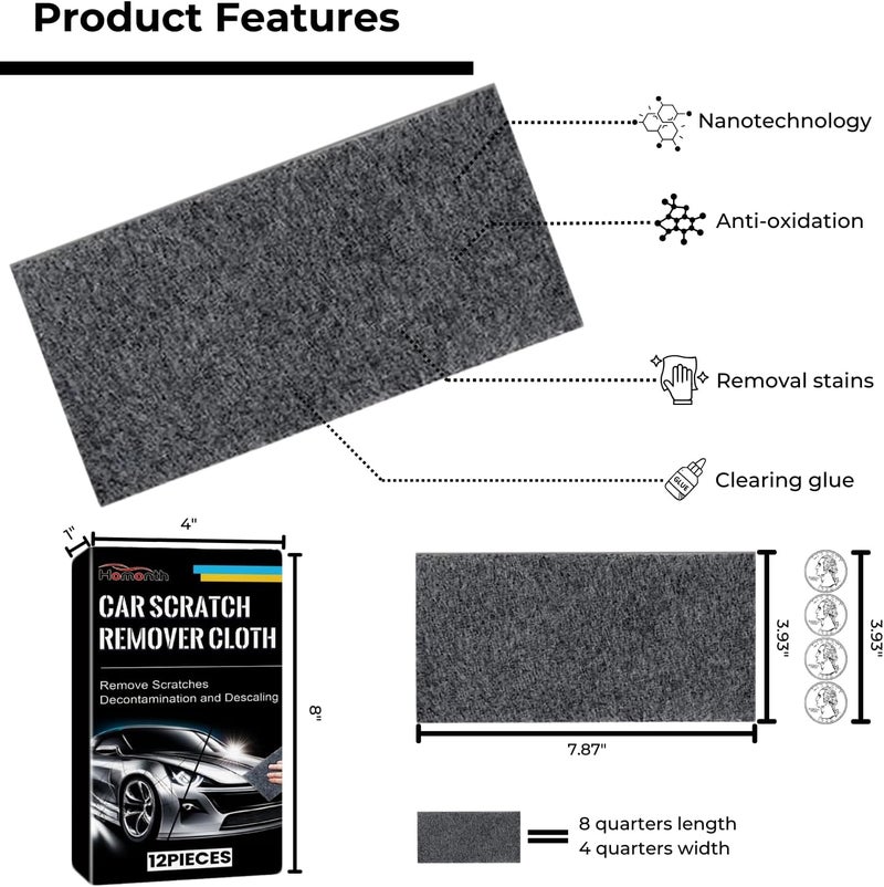 GDGZJJD 12 Pack Nano Sparkle Cloth, Ultimate Car Scratch Remover & Adhesive Remover with Latest Nanosparkle Nanotechnology, Nano Cleaning Cloth for Vehicles Car Paint Scratches Repair - Image 2